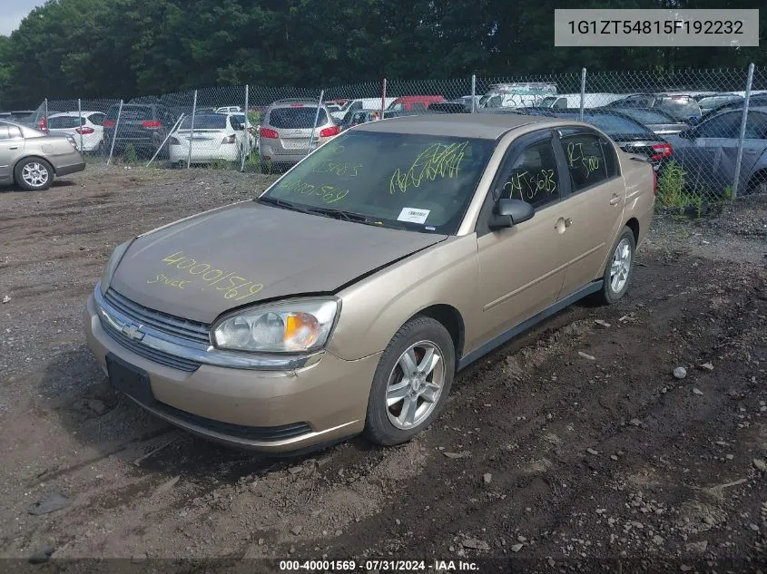 2005 Chevrolet Malibu Ls VIN: 1G1ZT54815F192232 Lot: 40001569