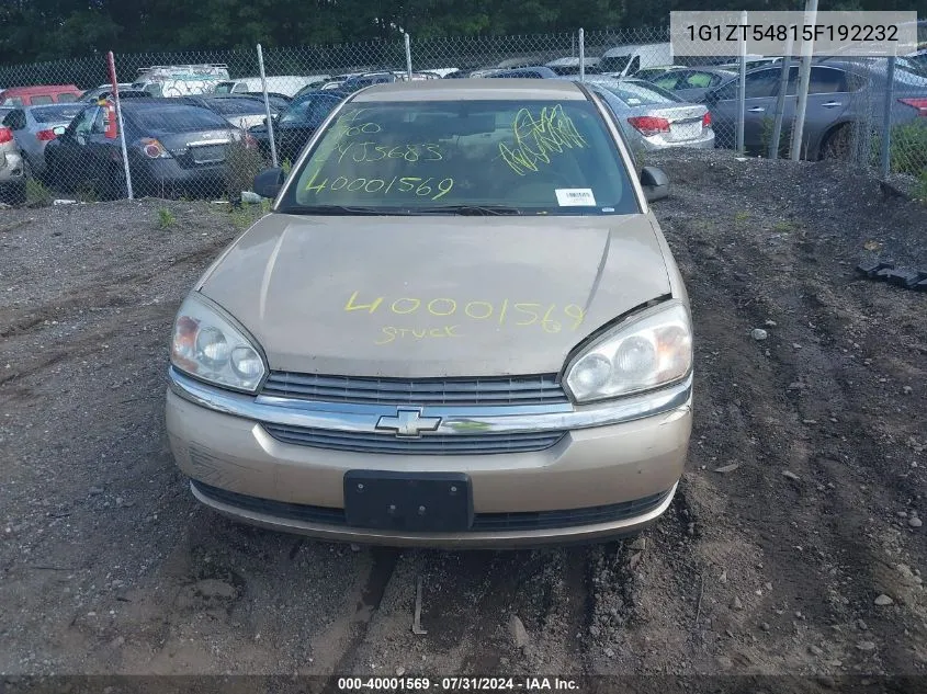 2005 Chevrolet Malibu Ls VIN: 1G1ZT54815F192232 Lot: 40001569