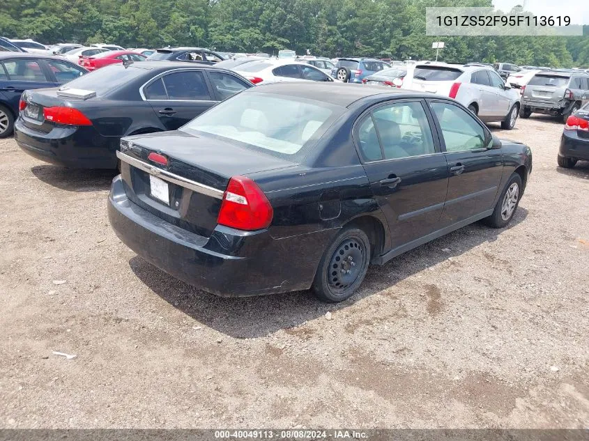 2005 Chevrolet Malibu VIN: 1G1ZS52F95F113619 Lot: 40049113