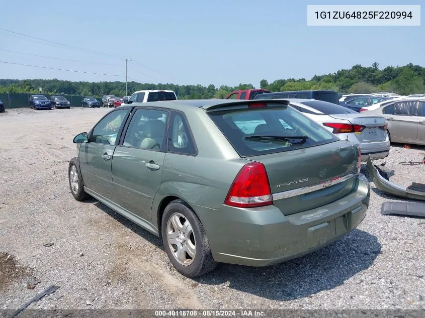 2005 Chevrolet Malibu Maxx Lt VIN: 1G1ZU64825F220994 Lot: 40118708