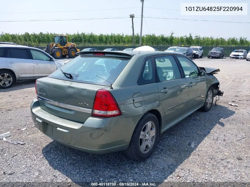 2005 Chevrolet Malibu Maxx Lt VIN: 1G1ZU64825F220994 Lot: 40118708