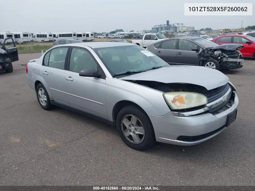 2005 Chevrolet Malibu Ls VIN: 1G1ZT528X5F260062 Lot: 40152660