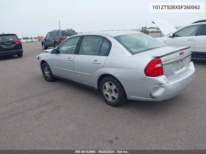 2005 Chevrolet Malibu Ls VIN: 1G1ZT528X5F260062 Lot: 40152660