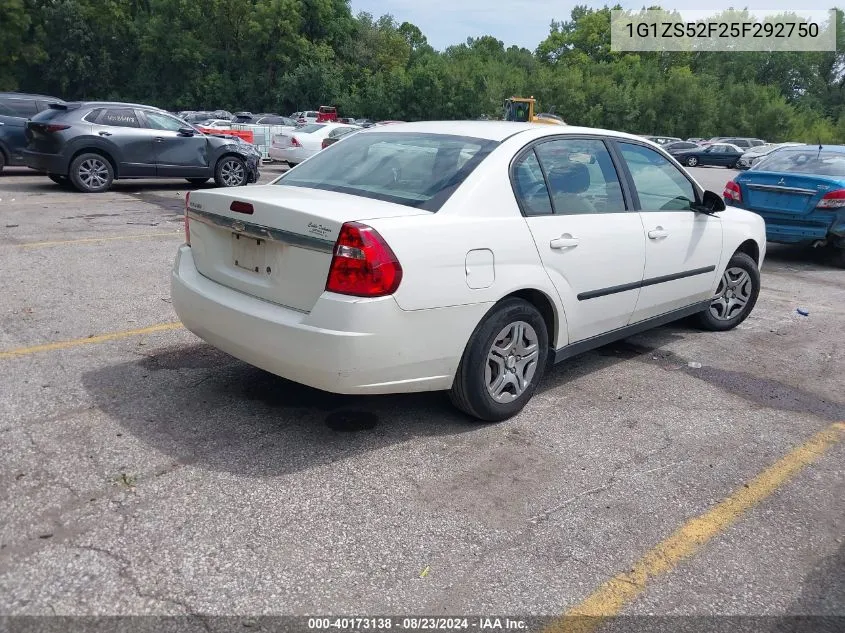 2005 Chevrolet Malibu VIN: 1G1ZS52F25F292750 Lot: 40173138