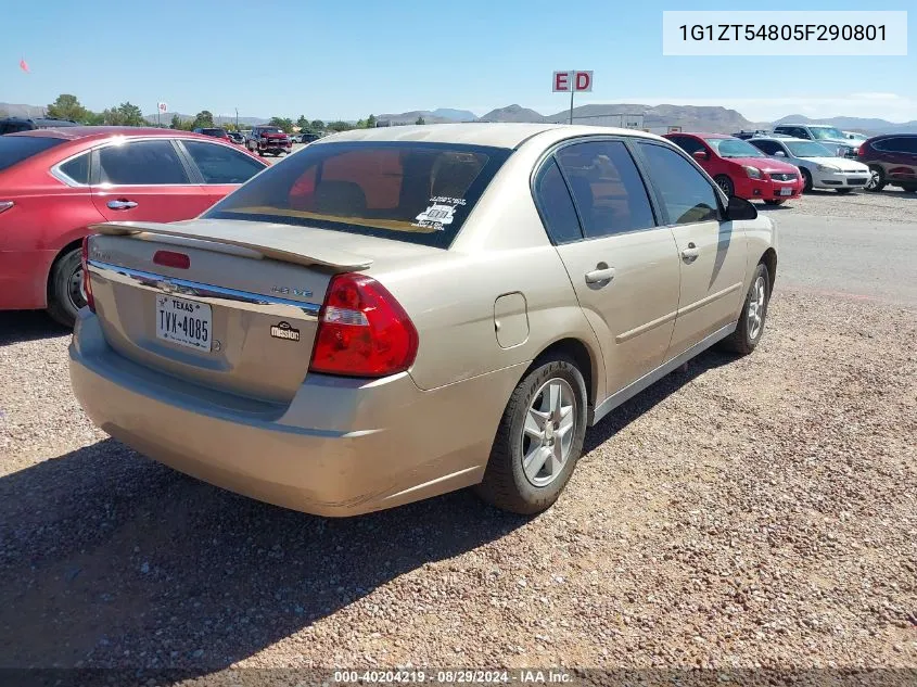 2005 Chevrolet Malibu Ls VIN: 1G1ZT54805F290801 Lot: 40204219