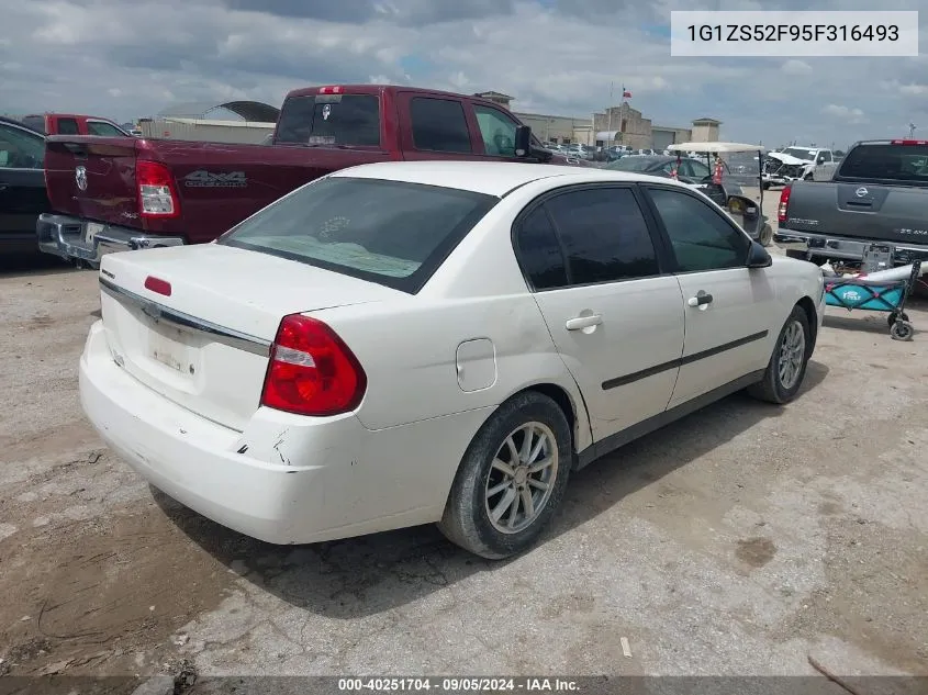 2005 Chevrolet Malibu VIN: 1G1ZS52F95F316493 Lot: 40251704