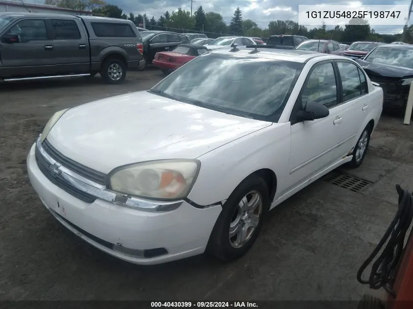 2005 Chevrolet Malibu Lt VIN: 1G1ZU54825F198747 Lot: 40430399