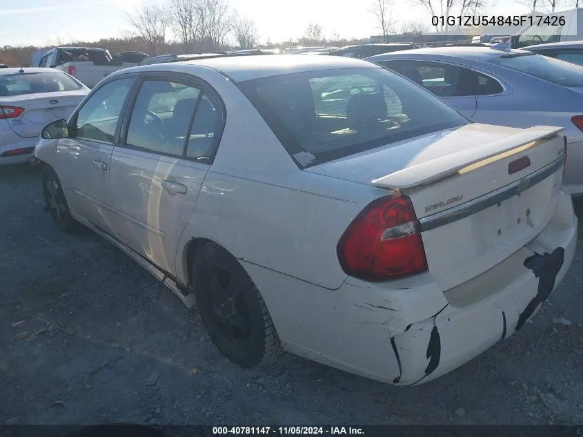 2005 Chevrolet Malibu Lt VIN: 01G1ZU54845F17426 Lot: 40781147