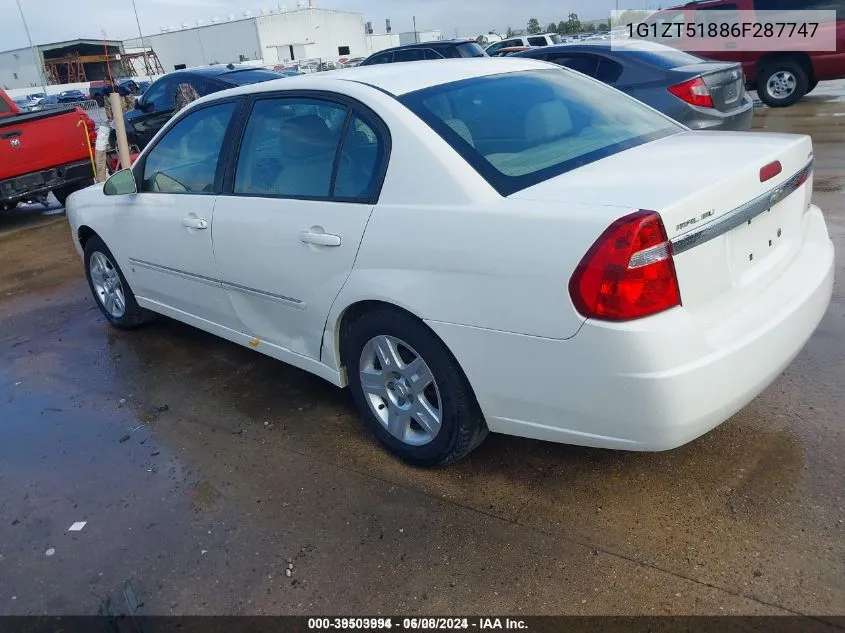 2006 Chevrolet Malibu Lt VIN: 1G1ZT51886F287747 Lot: 39503994