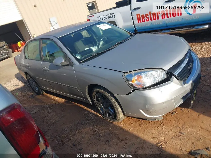 2006 Chevrolet Malibu Lt VIN: 1G1ZT51896F266292 Lot: 39974200