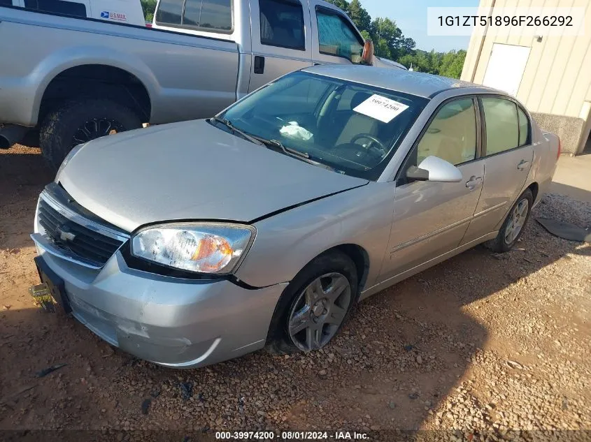 2006 Chevrolet Malibu Lt VIN: 1G1ZT51896F266292 Lot: 39974200