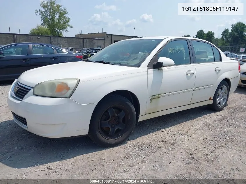 2006 Chevrolet Malibu Lt VIN: 1G1ZT51806F119147 Lot: 40100917