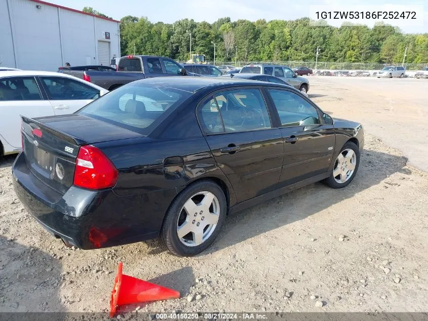 2006 Chevrolet Malibu Ss VIN: 1G1ZW53186F252472 Lot: 40150250