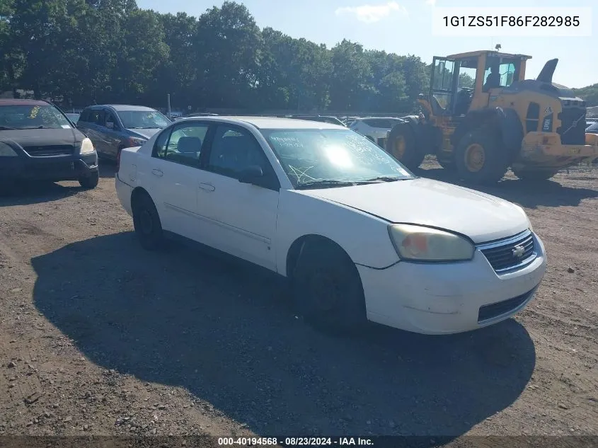 2006 Chevrolet Malibu Ls VIN: 1G1ZS51F86F282985 Lot: 40194568