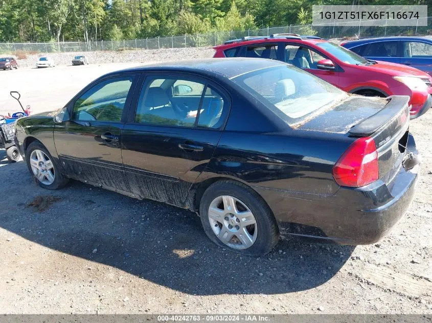 2006 Chevrolet Malibu Lt VIN: 1G1ZT51FX6F116674 Lot: 40242763