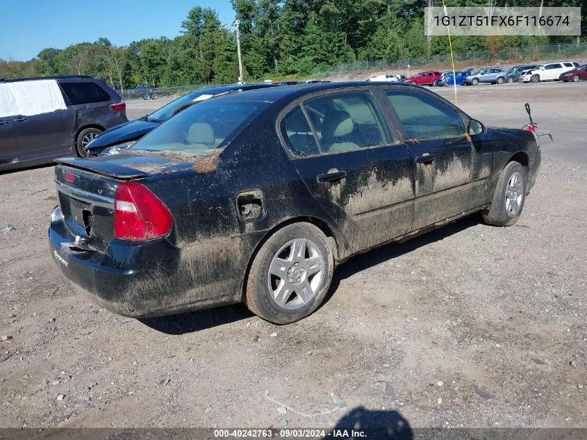 1G1ZT51FX6F116674 2006 Chevrolet Malibu Lt