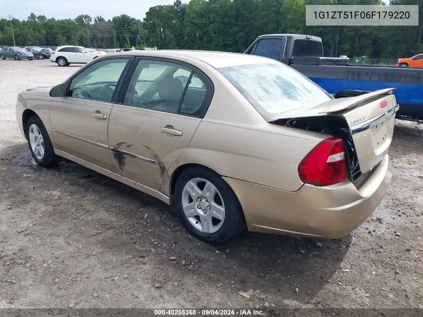 2006 Chevrolet Malibu Lt VIN: 1G1ZT51F06F179220 Lot: 40255368