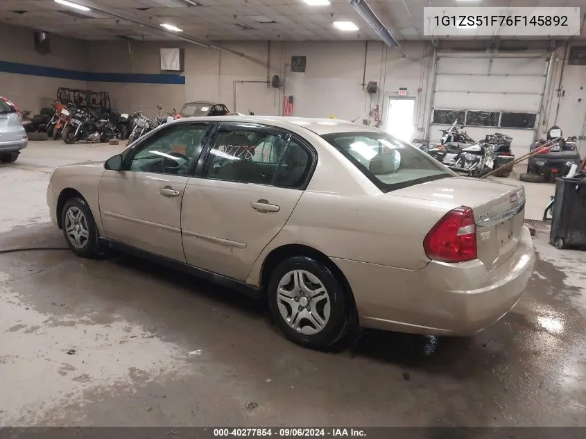 2006 Chevrolet Malibu Ls VIN: 1G1ZS51F76F145892 Lot: 40277854