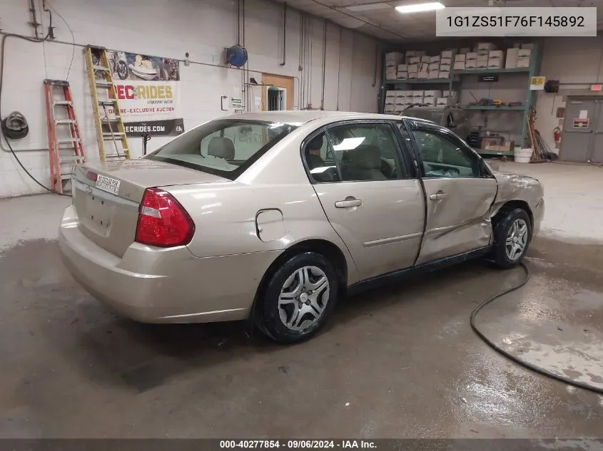 2006 Chevrolet Malibu Ls VIN: 1G1ZS51F76F145892 Lot: 40277854