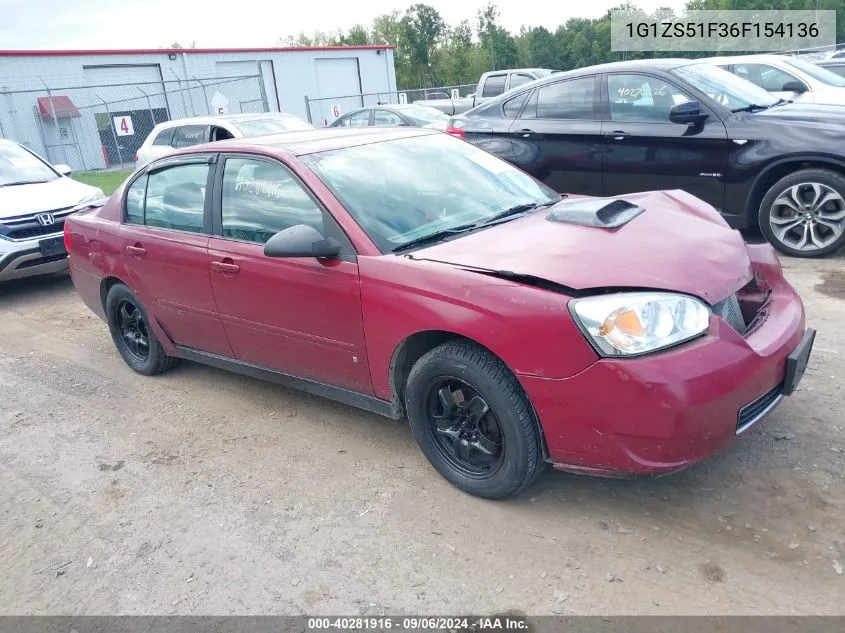 2006 Chevrolet Malibu Ls VIN: 1G1ZS51F36F154136 Lot: 40281916