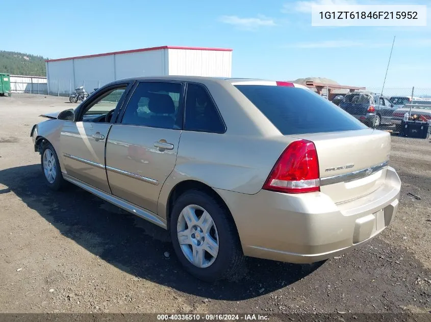 2006 Chevrolet Malibu Maxx Lt VIN: 1G1ZT61846F215952 Lot: 40336510