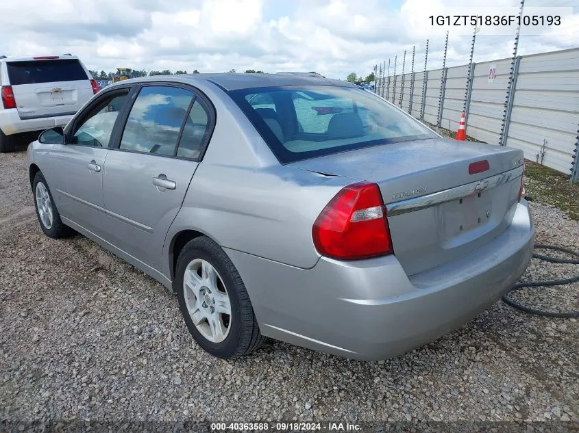 2006 Chevrolet Malibu Lt VIN: 1G1ZT51836F105193 Lot: 40363588