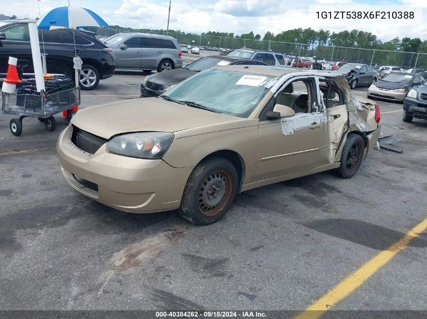 2006 Chevrolet Malibu Lt VIN: 1G1ZT538X6F210388 Lot: 40384262