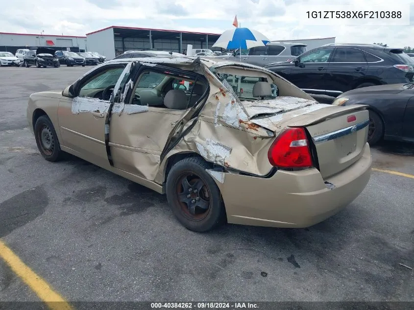 2006 Chevrolet Malibu Lt VIN: 1G1ZT538X6F210388 Lot: 40384262