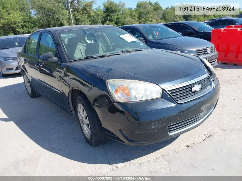 2006 Chevrolet Malibu Lt VIN: 1G1ZT51F46F203924 Lot: 40397692