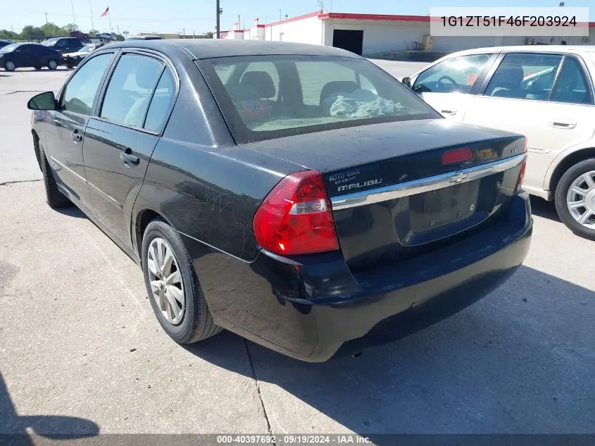 2006 Chevrolet Malibu Lt VIN: 1G1ZT51F46F203924 Lot: 40397692