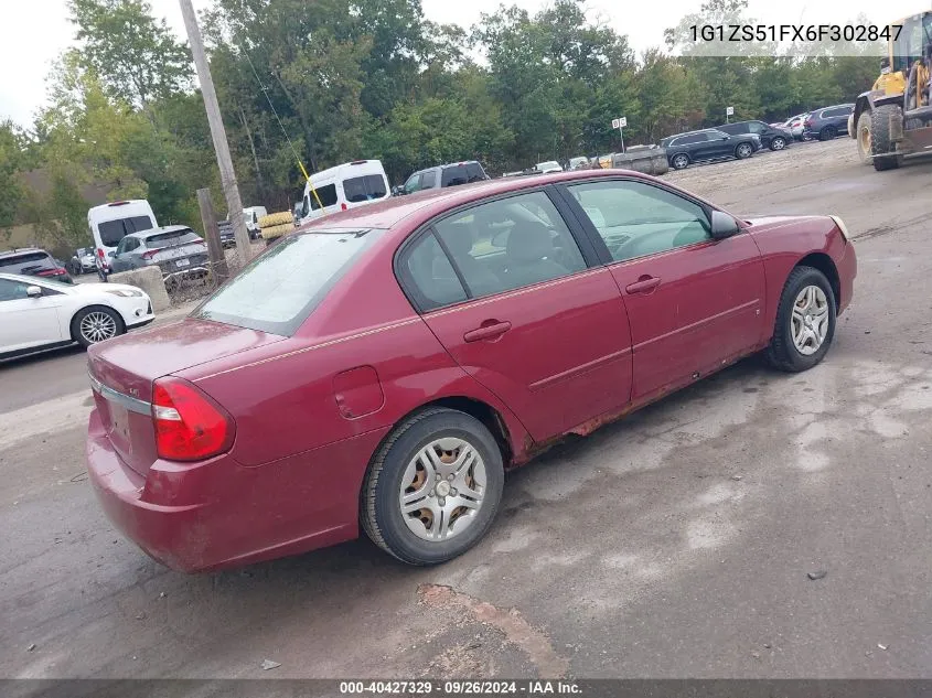 2006 Chevrolet Malibu Ls VIN: 1G1ZS51FX6F302847 Lot: 40427329