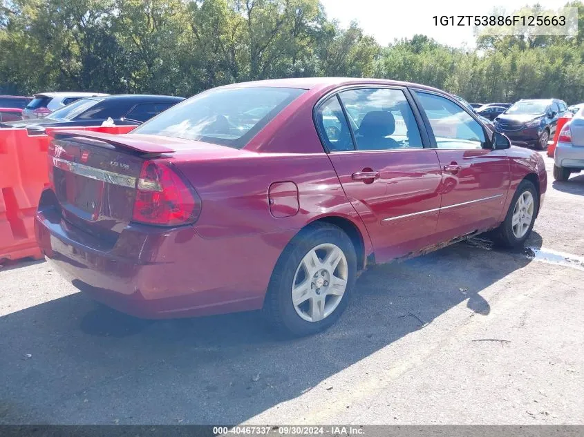 2006 Chevrolet Malibu Lt VIN: 1G1ZT53886F125663 Lot: 40467337