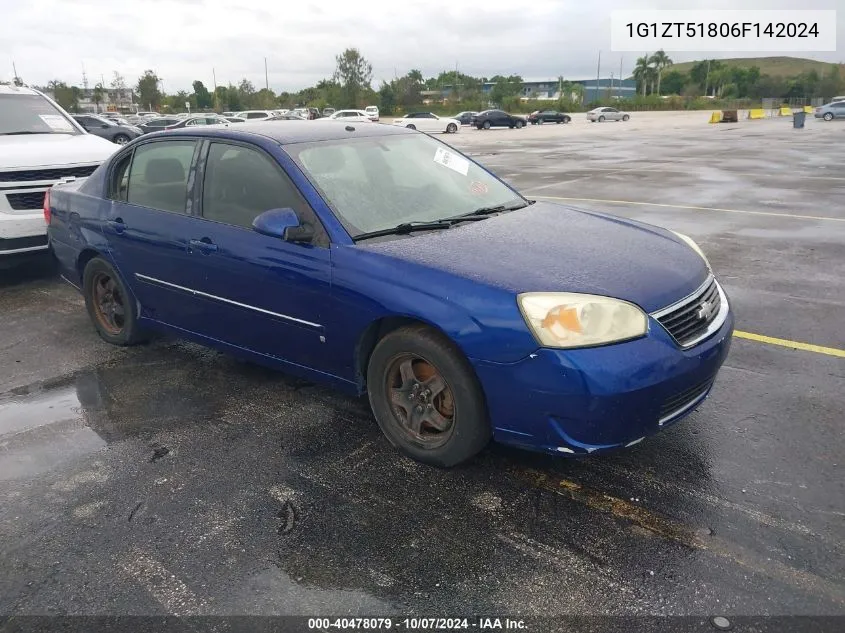 2006 Chevrolet Malibu Lt VIN: 1G1ZT51806F142024 Lot: 40478079