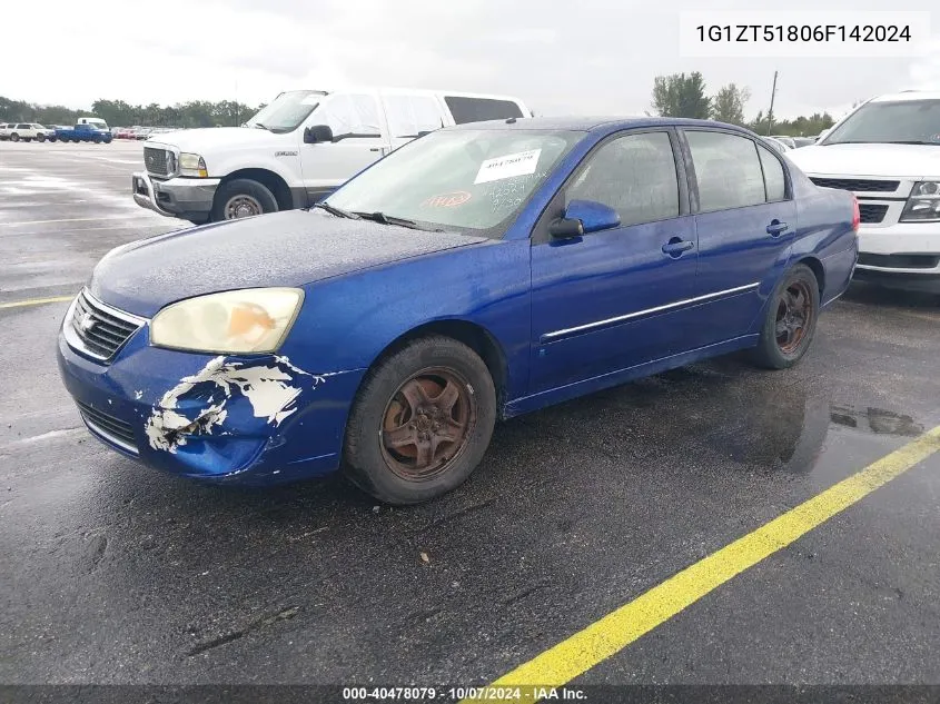 2006 Chevrolet Malibu Lt VIN: 1G1ZT51806F142024 Lot: 40478079