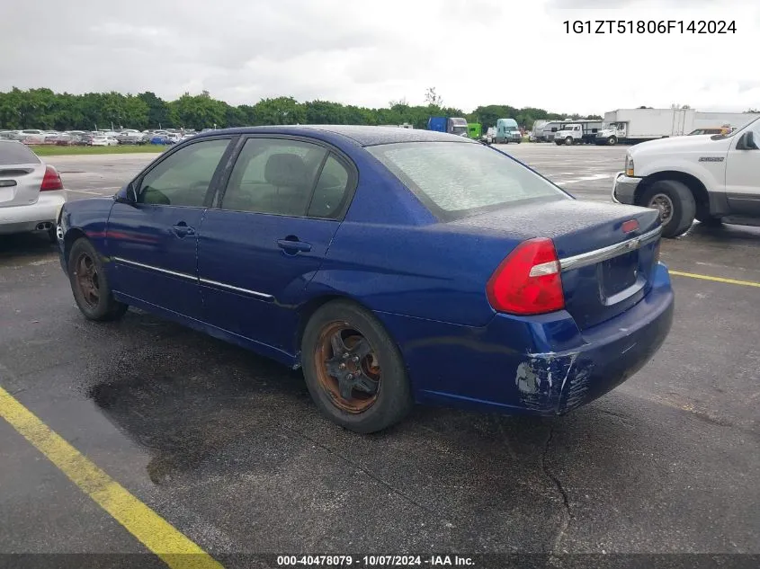 2006 Chevrolet Malibu Lt VIN: 1G1ZT51806F142024 Lot: 40478079