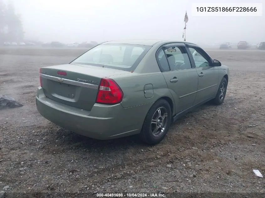 2006 Chevrolet Malibu Ls VIN: 1G1ZS51866F228666 Lot: 40491698