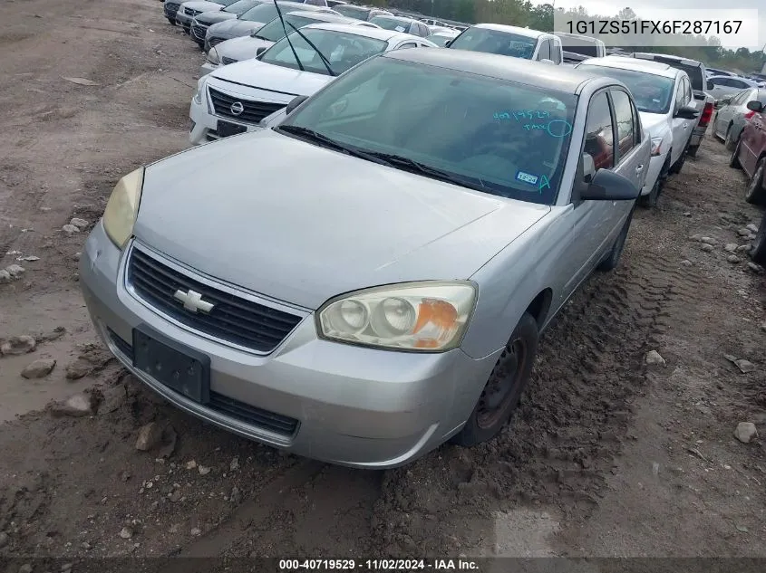 2006 Chevrolet Malibu Ls VIN: 1G1ZS51FX6F287167 Lot: 40719529