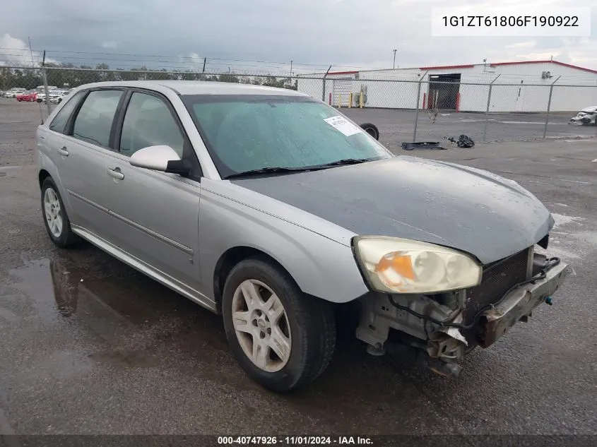 2006 Chevrolet Malibu Maxx Lt VIN: 1G1ZT61806F190922 Lot: 40747926