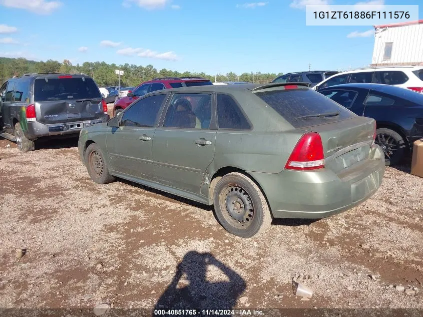 2006 Chevrolet Malibu Maxx Lt VIN: 1G1ZT61886F111576 Lot: 40851765