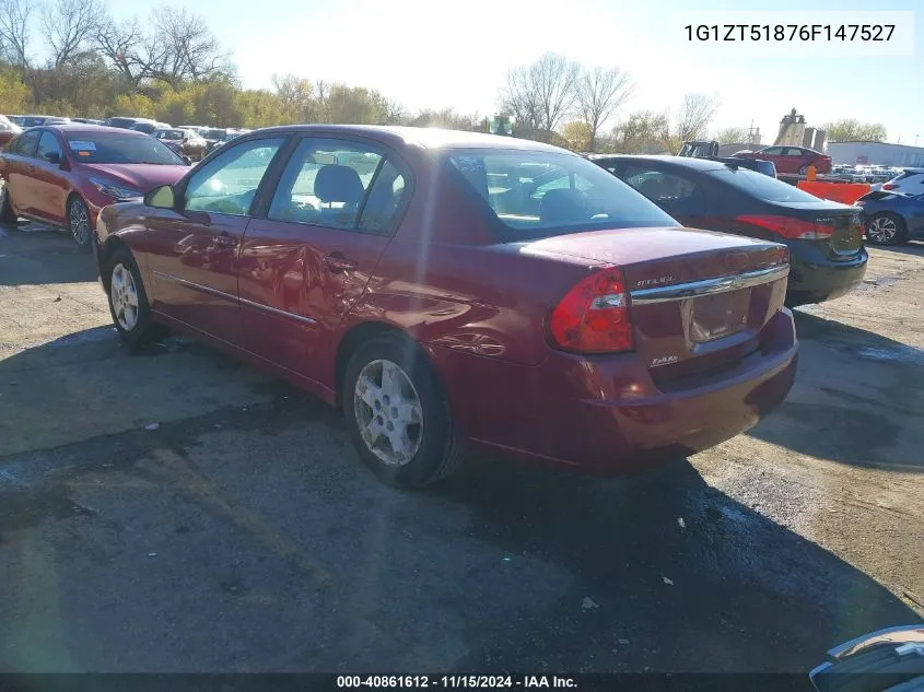 2006 Chevrolet Malibu Lt VIN: 1G1ZT51876F147527 Lot: 40861612