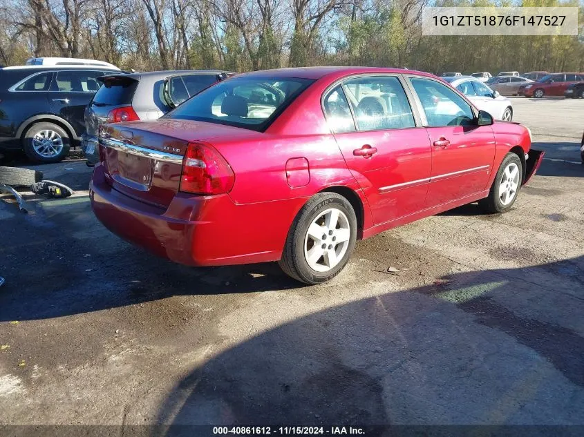 2006 Chevrolet Malibu Lt VIN: 1G1ZT51876F147527 Lot: 40861612