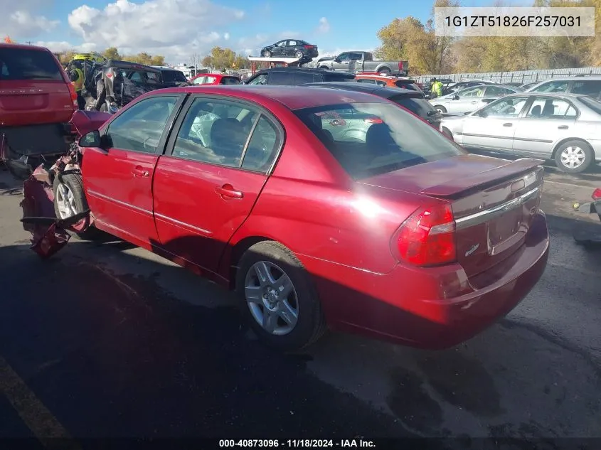 2006 Chevrolet Malibu Lt VIN: 1G1ZT51826F257031 Lot: 40873096