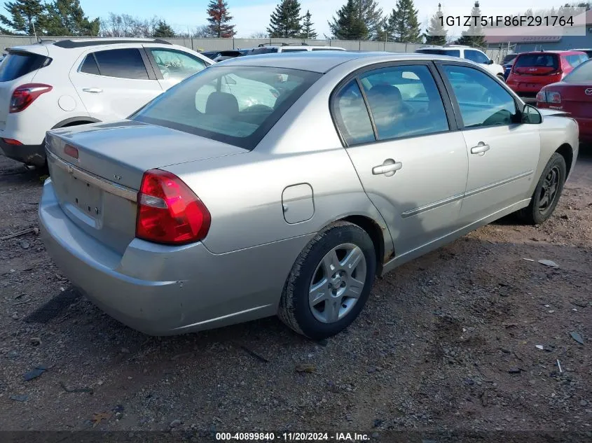 2006 Chevrolet Malibu Lt VIN: 1G1ZT51F86F291764 Lot: 40899840