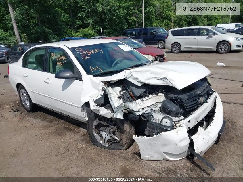 2007 Chevrolet Malibu Ls VIN: 1G1ZS58N77F215762 Lot: 39516185