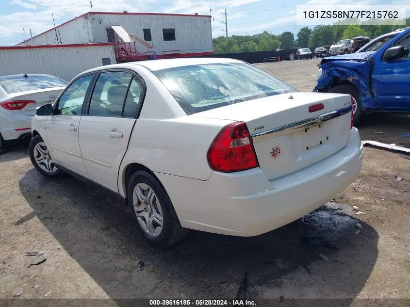 2007 Chevrolet Malibu Ls VIN: 1G1ZS58N77F215762 Lot: 39516185