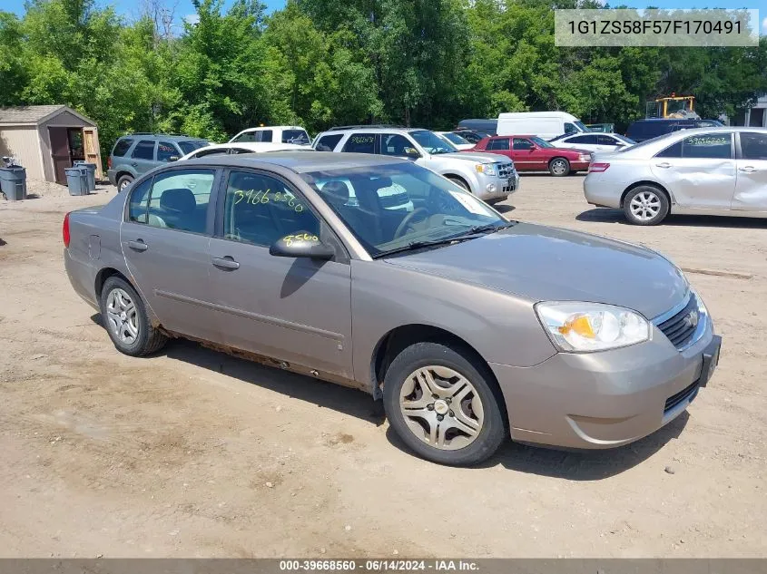 2007 Chevrolet Malibu Ls VIN: 1G1ZS58F57F170491 Lot: 39668560