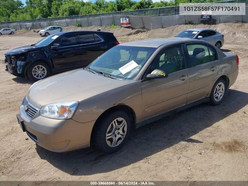 2007 Chevrolet Malibu Ls VIN: 1G1ZS58F57F170491 Lot: 39668560