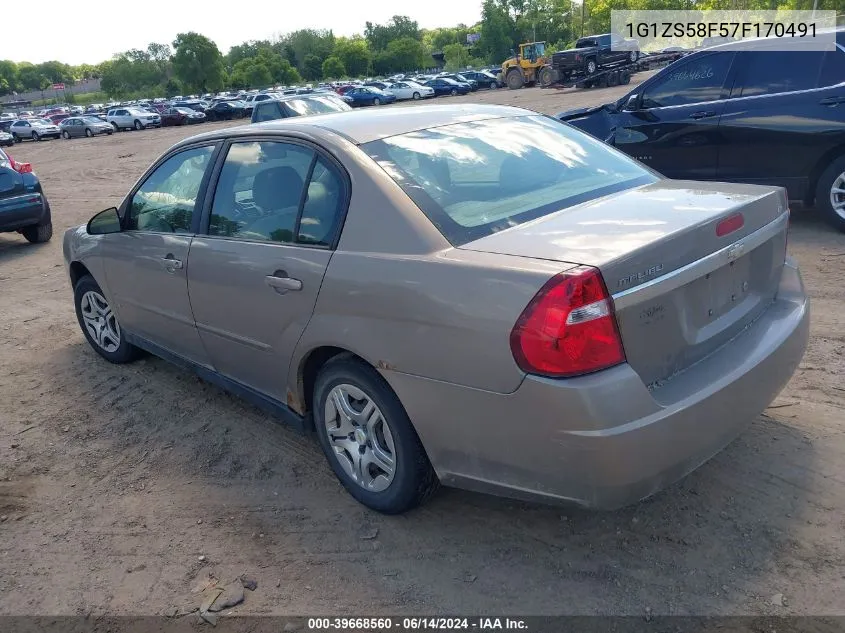 2007 Chevrolet Malibu Ls VIN: 1G1ZS58F57F170491 Lot: 39668560