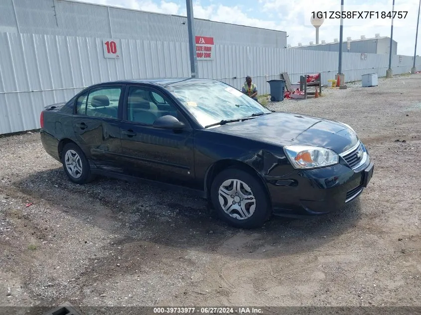 2007 Chevrolet Malibu Ls VIN: 1G1ZS58FX7F184757 Lot: 39733977