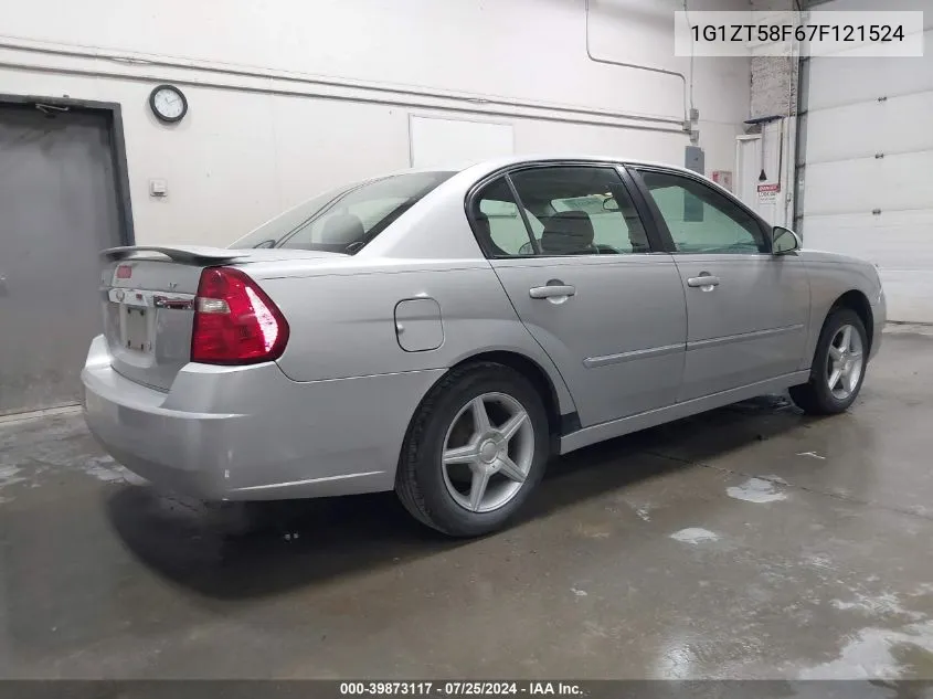 2007 Chevrolet Malibu Lt VIN: 1G1ZT58F67F121524 Lot: 39873117